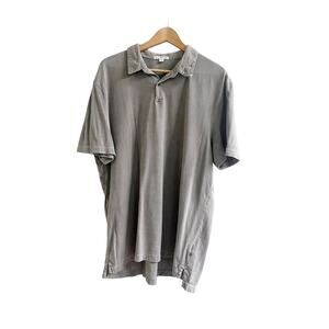Standard James Perse Polo Shirt Men Size 4/XL Distressed Wash Grey Supima Cotton